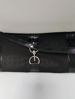 2000s Black Shoulder Bag with Gold Bow Accent (With Free A GIFT)